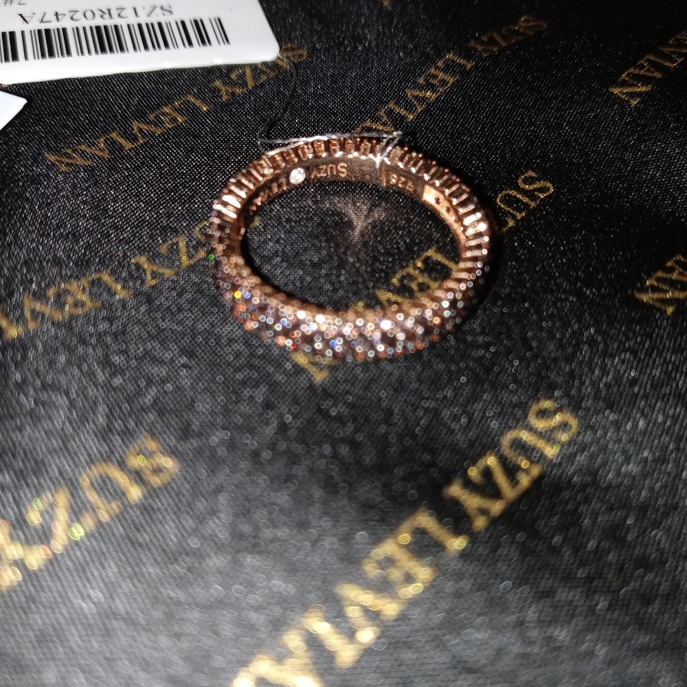 14K Rose Gold Plated Micro-Pave Brown CZ Eternity - Picture 8 of 10